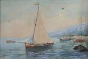 Paesaggio Costiero Con Barche Di Pescatori