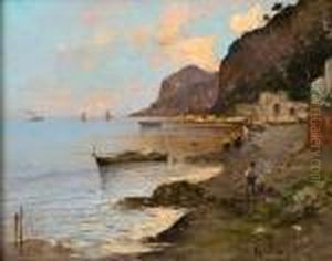Spiaggia A Sorrento Con Figure by Oscar Ricciardi