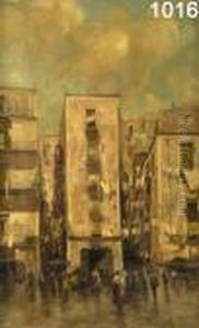 Scorcio Di Napoli Con Personaggi by Oscar Ricciardi