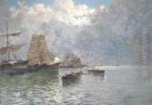 Barche Nel Golfo Di Napoli by Oscar Ricciardi