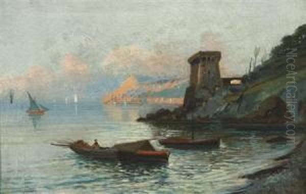 Ships Off The Amalfi Coast At Sunset - view 1