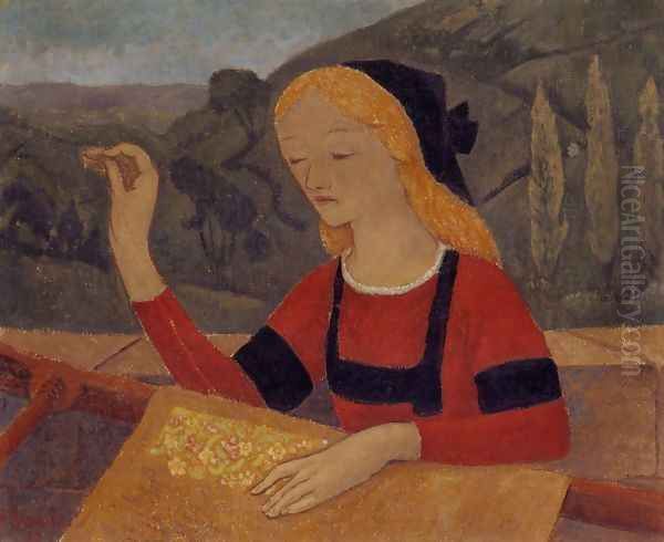 Embroiderer in a Landscape of Chateauneuf - view 1