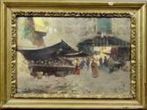 An Italian Market Scene by Oscar Ricciardi