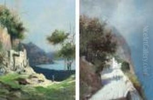 On The Way To Market; And Peasant Girls On A Coastal Track, Capri by Oscar Ricciardi