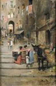 Napoli, Scalinata Con Mercatino