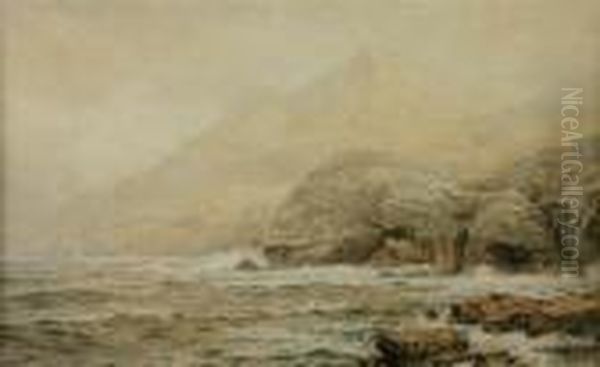 American, - Waves Crashingagainst Cliffs - view 1