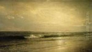 Waves Breaking On A Deserted Shore At Sunset by William Trost Richards