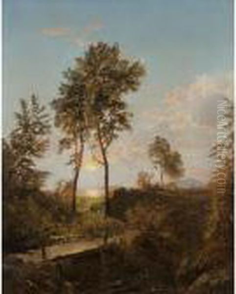 Wooden Bridge At Sunset - view 1