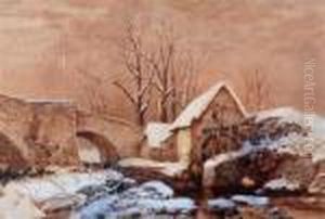 A Winter's Day Beside An Old Mill by Thomas Miles Richardson
