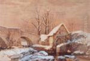 A Winter's Day By The Old Mill by Thomas Miles Richardson