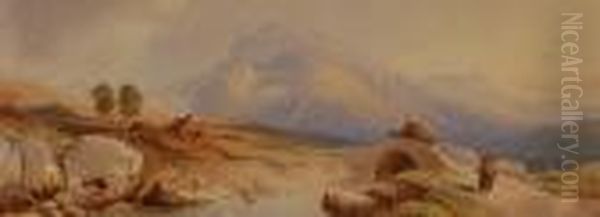 Figures On A Highland Road Near The Mountains - view 1