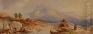 Figures On A Highland Road Near The Mountains by Thomas Miles Richardson