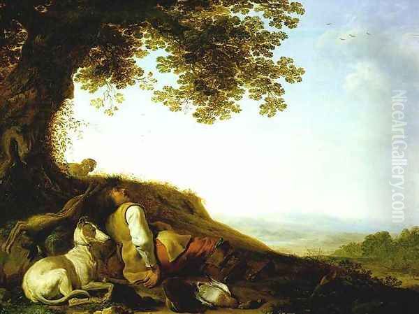 Hunter Sleeping on a Hillside - view 1
