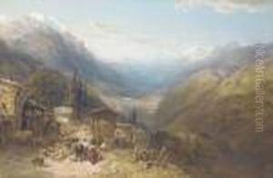 The Rhone Valley From The Forclass, Pass Of The Tete Noire by Thomas Miles Richardson