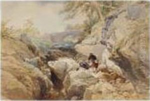 Two Anglers By A Stream