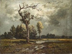 Weite Landschaft Mit Baum Und Staffagefigur by Leon Richet