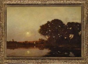 Paysage Au Soleil Couchant by Leon Richet