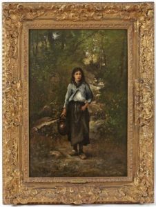 Jeune Fille A La Source En Foret Debarbizon