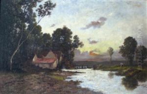 Paysanne Au Bord De La Riviere.