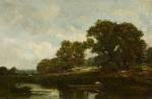 Group Of Trees At The Edge Of A Pond. 1880 - 1890.