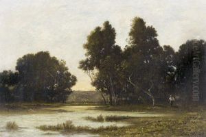 Auenlandschaft In Der Dammerung.