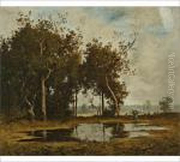 Woman By A Forest Pond - view 1