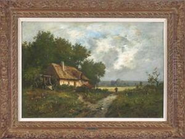 Bauerin Vor Einem Bauernhaus Am Waldrand - view 1