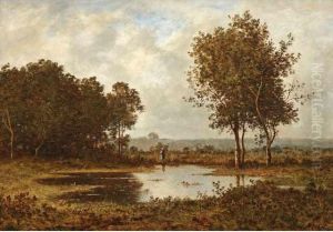 La Mare En Foret Defontainebleau by Leon Richet