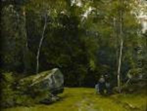 Paysans En Foret De Fontainebleau by Leon Richet