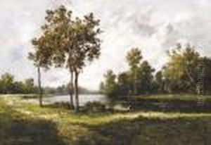 Pecheurs Au Bord D'un Lac