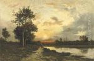 On The Path, Sunset by Leon Richet