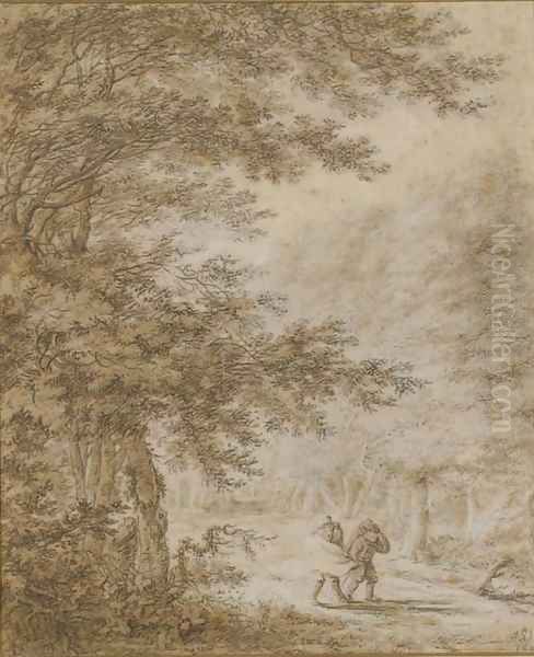 Travellers in a forest - view 1