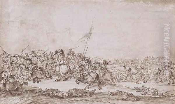 Battle Scene with Raised Standard by Francesco Simonini