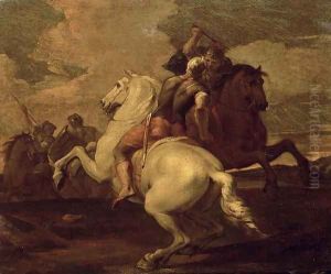 Two horsemen engaged in combat by Francesco Simonini