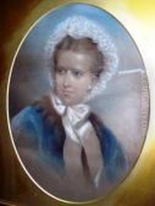 Portrait Of A Young Lady 
 Wearing A Lace Bonnet And Fur Trimmed Coat, Head And Shoulders