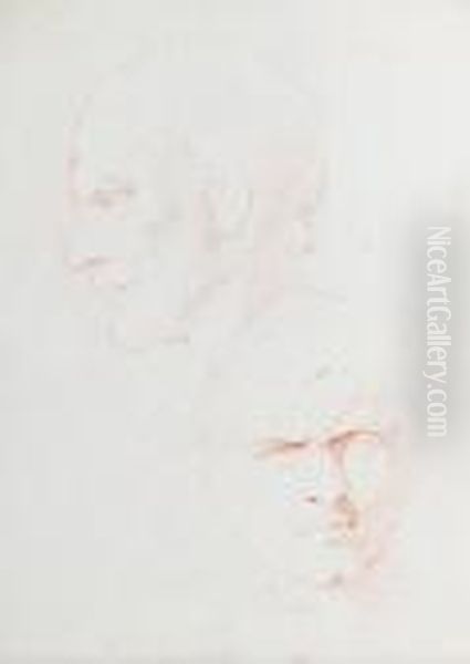 A Sheet Of Head Studies, A Study
Of Lord Cremorne And A Group Of Prints After Richmond Et Al, A Folio - view 1