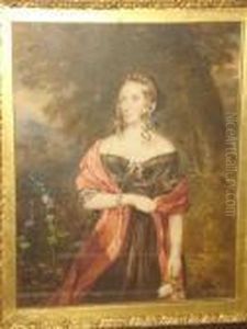 A Portrait Of A Lady, With Rosebud, Before Awoodland Setting A Portrait Of A Lady, With Rosebud, Before Awoodland Setting