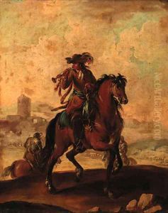 A trumpeter on horseback by Francesco Simonini