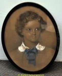 Portrait Of A Boy Wearing A White Chemise And Blue Bow-tie