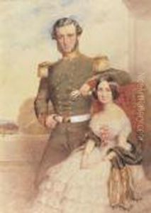 Portrait Of An Army Officer And His Wife On A Terrace