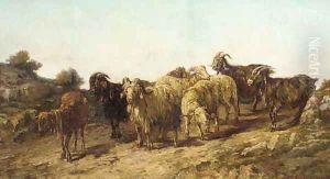 Goats and sheep in a rough terrain by Francesco Simonini