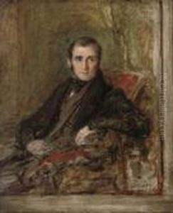 Portrait Of A Gentleman, Seated Half-length, In A Redarmchair