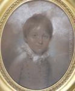 Portrait Of A Young Boy Wearing A Frilled Collar And Buttoned Jacket by George Richmond