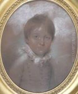 Portrait Of A Young Boywearing A Frilled Collar And Buttoned Jacket by George Richmond