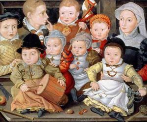 Portrait of a mother with her eight children, 1565 by Jacob Seisenegger