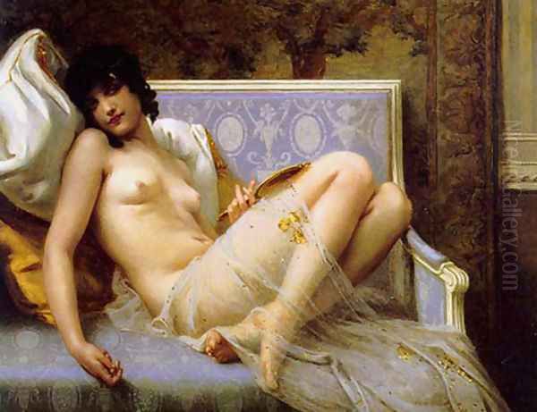 Jeune femme denudée sur canape (Young woman naked on a settee) - view 1