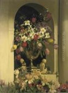 Summer Flowers In A Silver Vase Summer Flowers In A Silver Vase