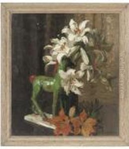 Lilies And A Green Horse, On A Table