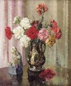 Still Life With Pink And White Carnations by David the Elder Richter