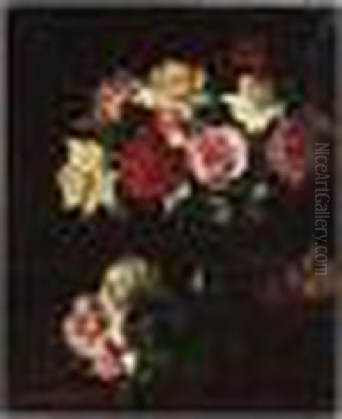 Roses, Signed, Oil On Canvas, 61 By 51 Cm., 24 By 20 In - view 1